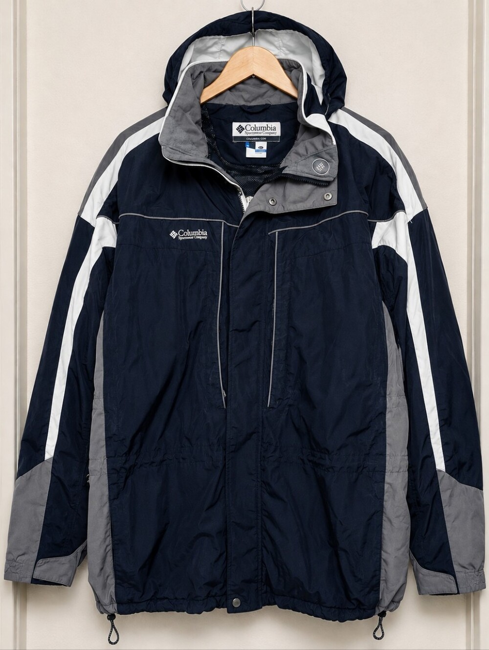 Columbia Interchange XL Tall 3-in-1 Jacket Shell Navy Gray Hooded